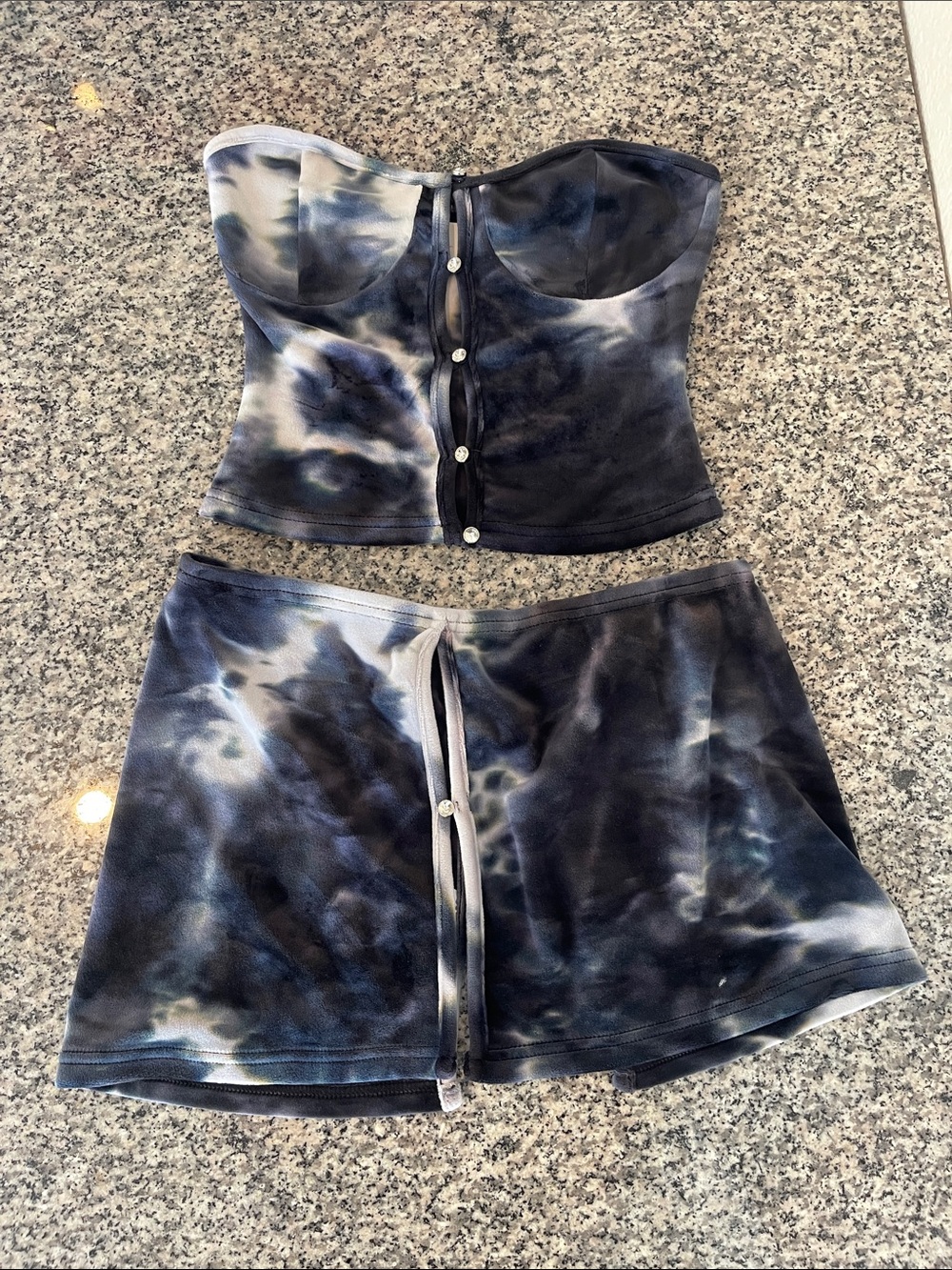 Tie-Dye Black & White Mini Skirt